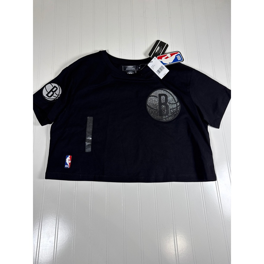 Pro Standard Brooklyn Nets NBA Rhinestone Crop Top Black Medium BBNA515622-BLK
